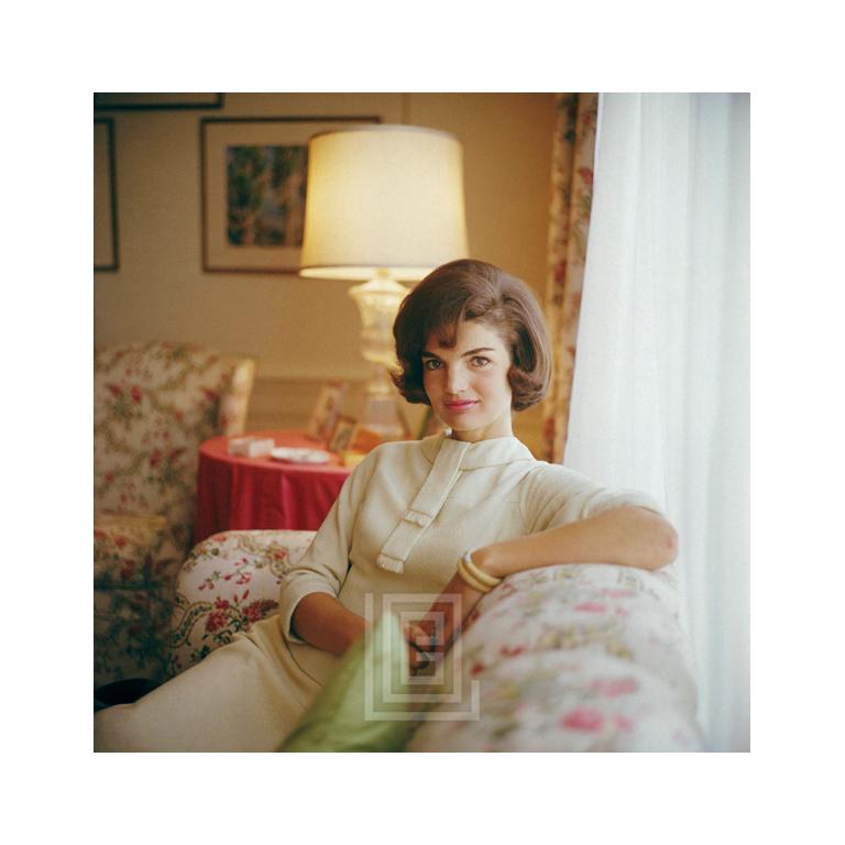 Mark Shaw Portrait Photograph - Kennedy, Jackie on Sofa, 1961