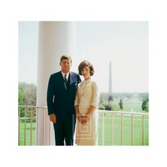 Vintage Kennedy, JFK and JBK Color Portrait with Monument, 1961