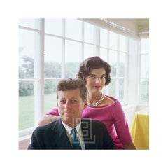 Vintage Kennedy, John with Jackie in Pink, Yellow Room, 1959