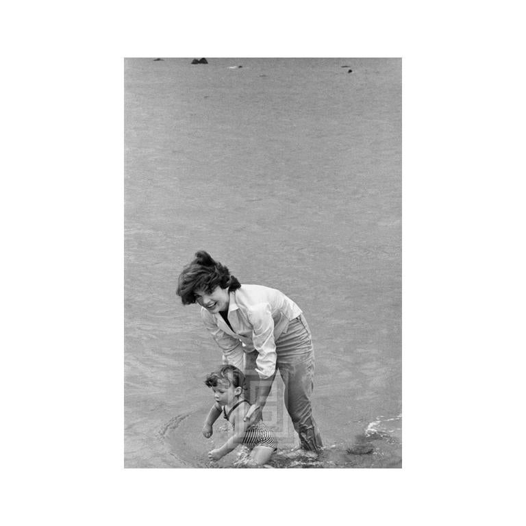 Kennedys, Hyannis Beach, Jackie and Caroline in Water, 1959