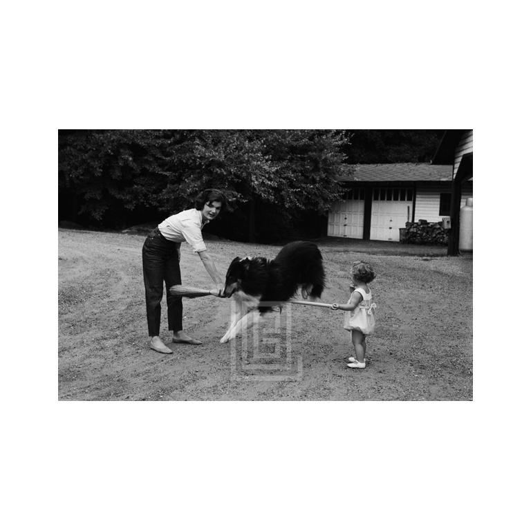 Mark Shaw Figurative Photograph - Kennedys, Jackie and Caroline with Collie, 1959