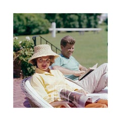 Retro Kennedys, Jackie in Straw Hat, JFK Reading, 1959