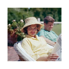 Kennedys, Jackie in Straw Hat, JFK Smiling, 1959