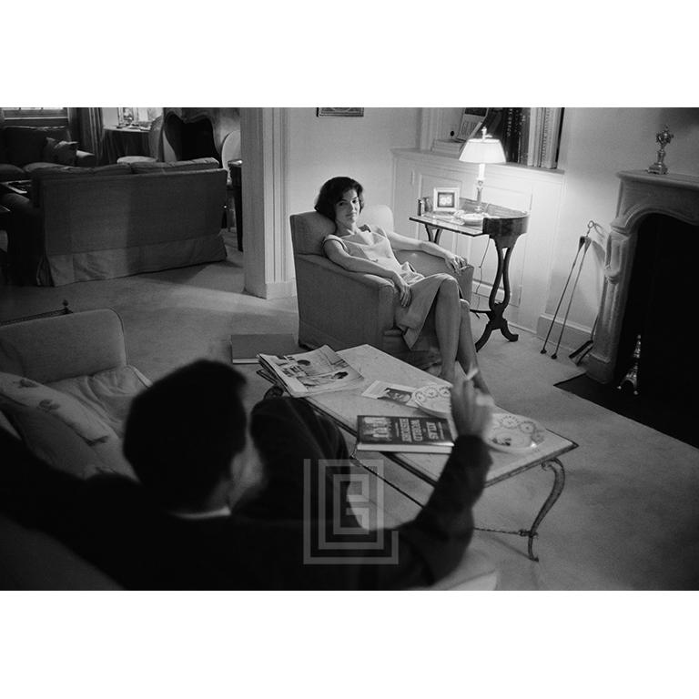 Mark Shaw Black and White Photograph - Kennedys, JFK and Jackie Relax while Smoking