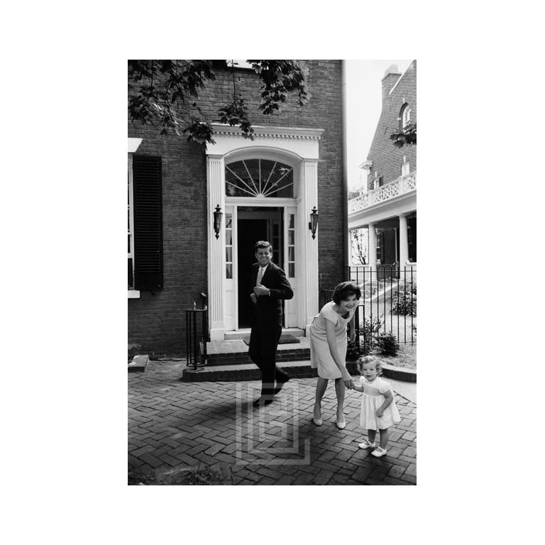 Mark Shaw Black and White Photograph - Kennedys, JFK, Jackie and Caroline at Georgetown, 1959