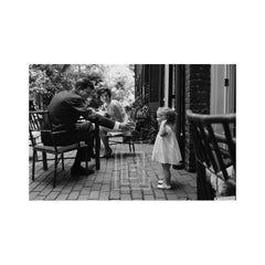 Los Kennedy, JFK con Jackie y Caroline en el desayuno
