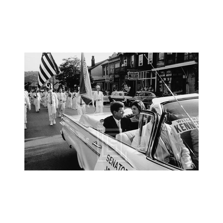 Mark Shaw Black and White Photograph - Kennedys, John and Jackie in Campaign Car
