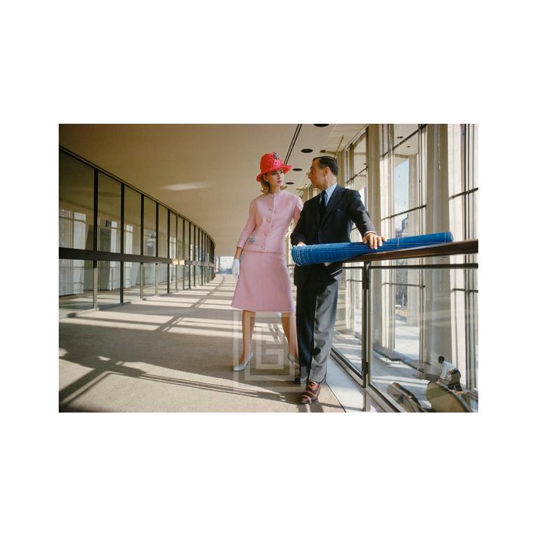 Mark Shaw Color Photograph - Mod Girl, Pink Suit, Lincoln Center, 1962