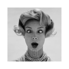 Vintage Mod Girl, Playfully Crossing Eyes, Close Up, 1958