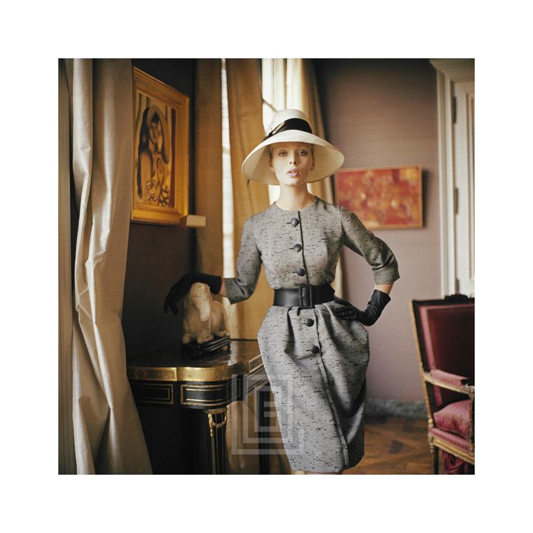Mark Shaw Color Photograph - Nico in Gray Dior Day Dress, 1960