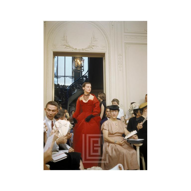 Mark Shaw Figurative Photograph - Salon Dior Portobello Red Gown, 1954