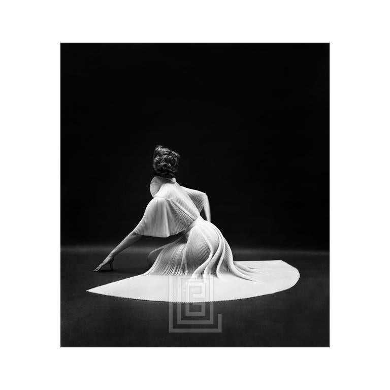 Mark Shaw Black and White Photograph - Vanity Fair Pleated Capelet Seated Back, Circa 1955