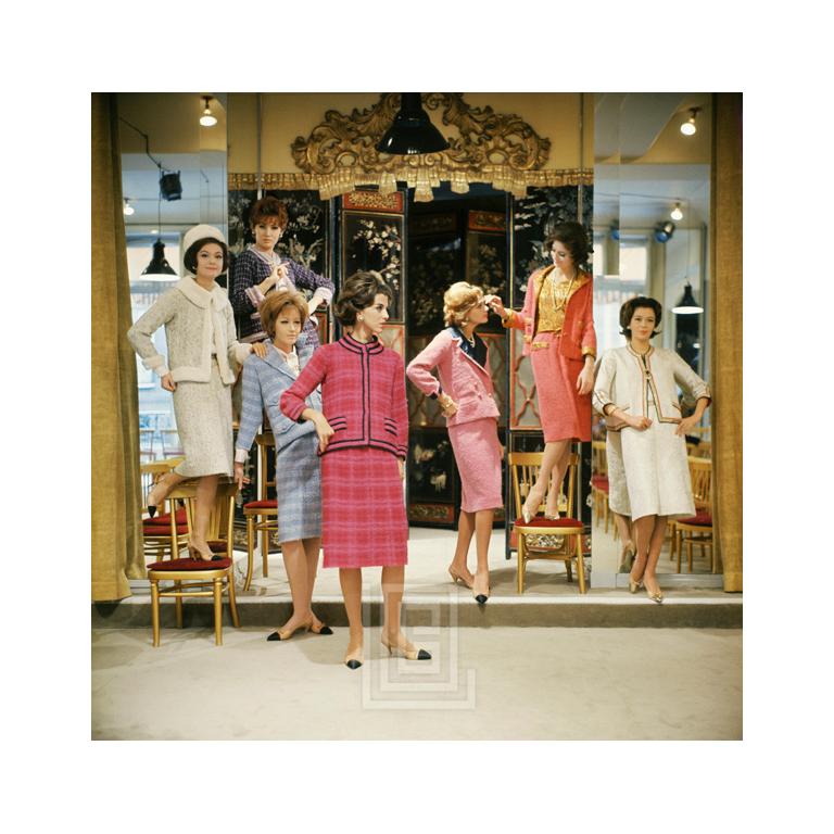 Mark Shaw Color Photograph - Vera Valdez and Models at Chanel Salon, 1961