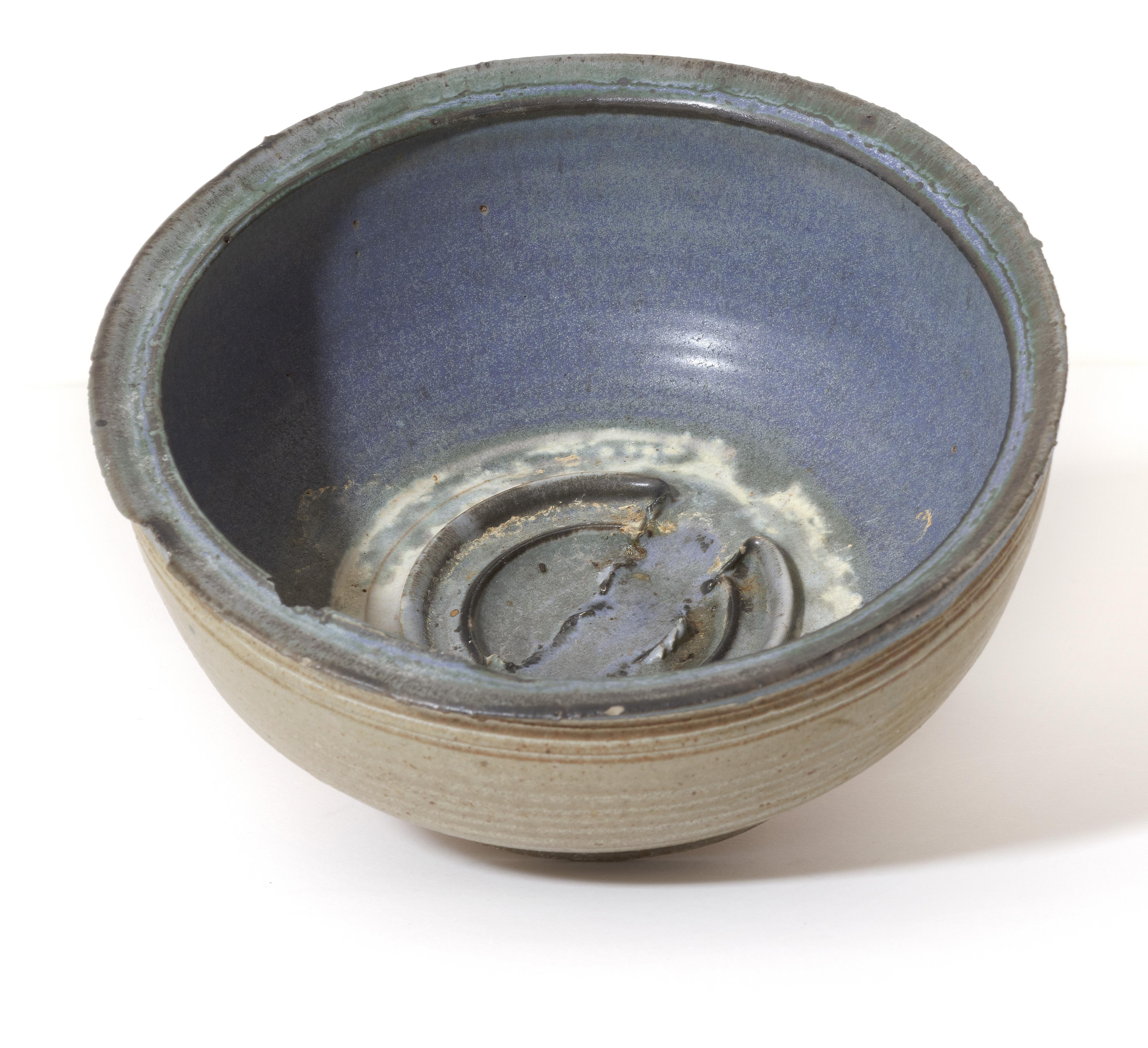 'Bowl (Blue & White), ' Hand Thrown Glazed Stoneware signed by Mark Shekore For Sale 1