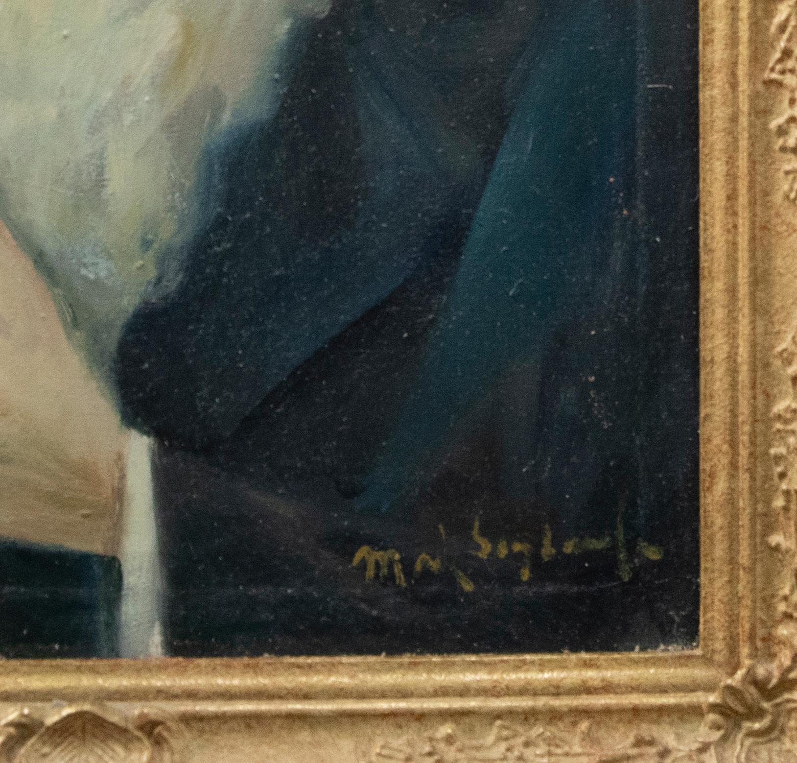 Mark Siegband (1903-1986) - Olio del XX secolo, Sbucciatura di mele 3