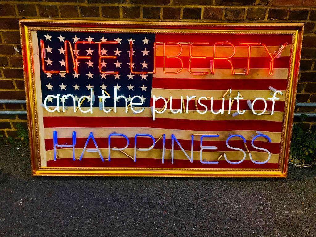 1912 vintage USA 46 star flag Original from NYC harbour by the Neon God Sloper - Art by Mark Sloper