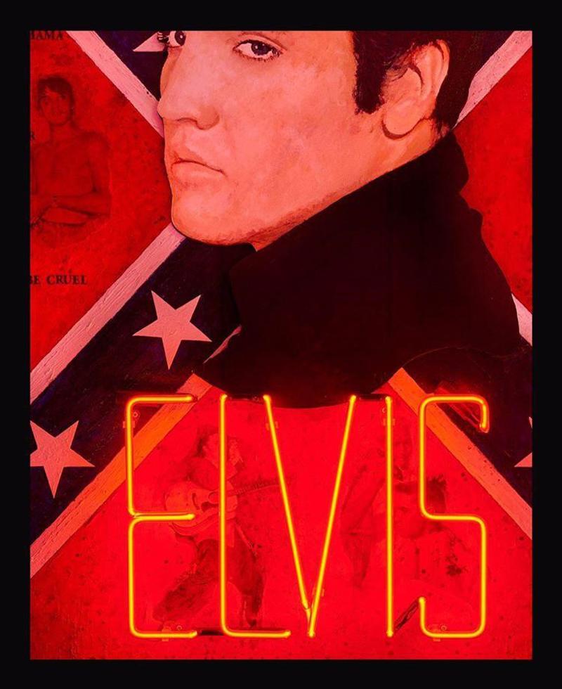 Elvis neon original art work - Contemporary Mixed Media Art by Mark Sloper