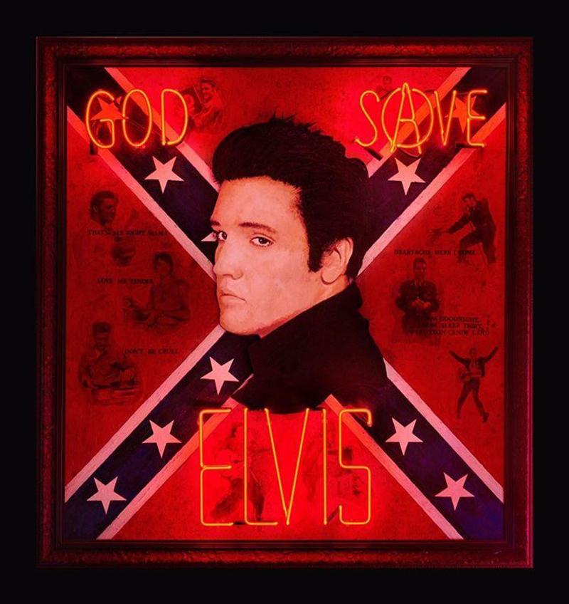 Elvis neon original art work - Mixed Media Art by Mark Sloper