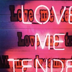 Elvis Love Me TenderNeon Handblown 21st Century Contemporary  Distress Wood Art