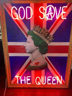 God Save the Queen, neonfarbenes Original signiert 