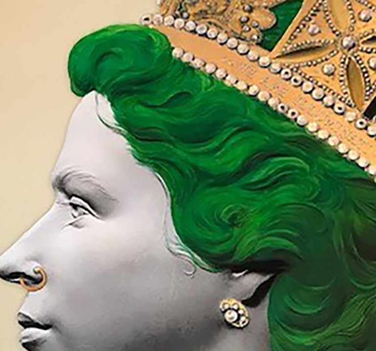 Green Queen Limited edition print Signed Jewel embellished tattoo phillip - Contemporary Mixed Media Art by Mark Sloper