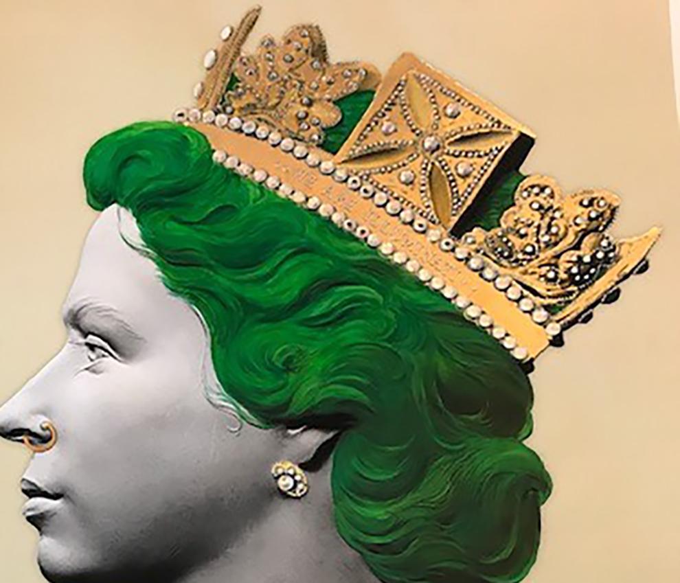 Green Queen Limited edition print Signed Jewel embellished tattoo phillip For Sale 1
