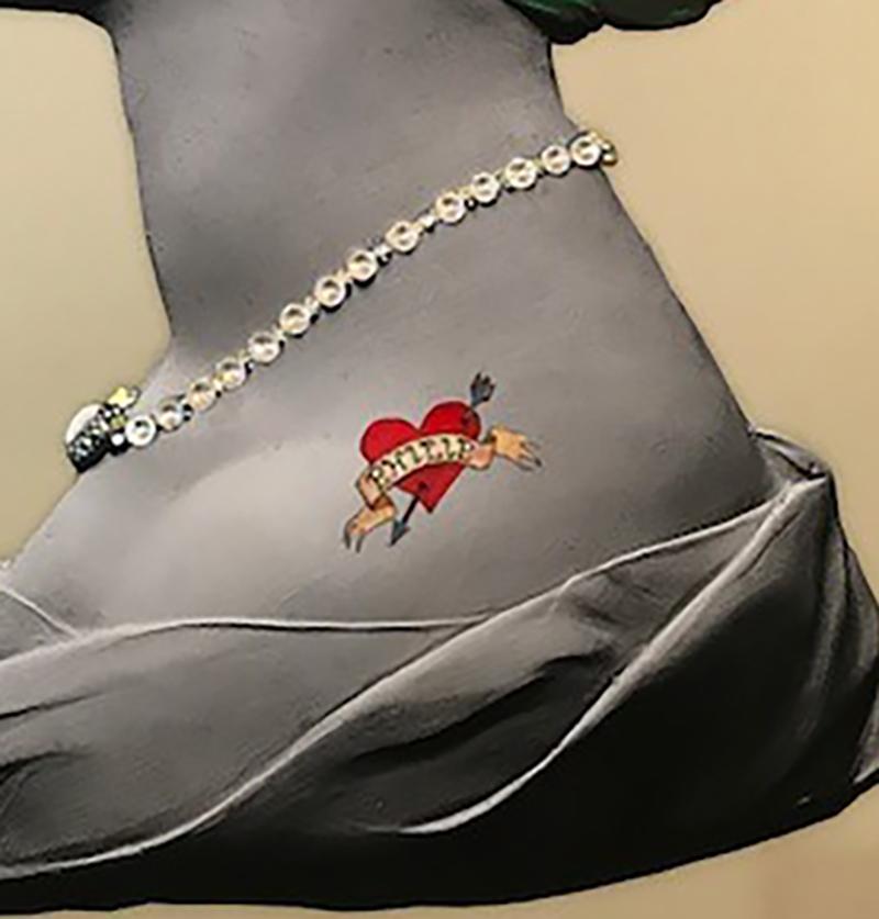 Green Queen Limited edition print Signed Jewel embellished tattoo phillip - Contemporary Art by Mark Sloper