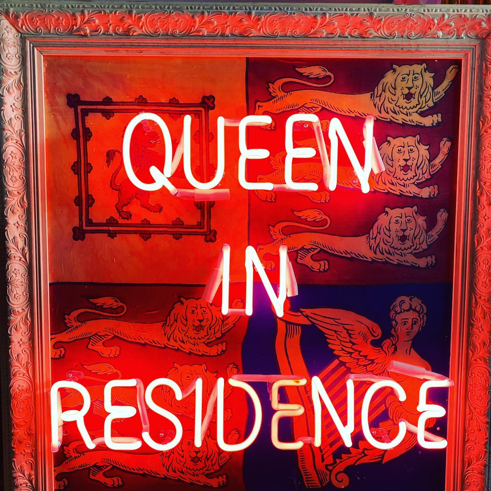 Queen in Residence hand blown neon queen flag royal saatchi original artwork 