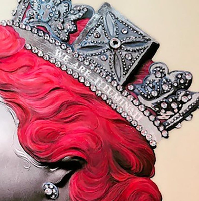 Red Punk Queen is a jewel encrusted Limited edition print Personally Signed For Sale 1