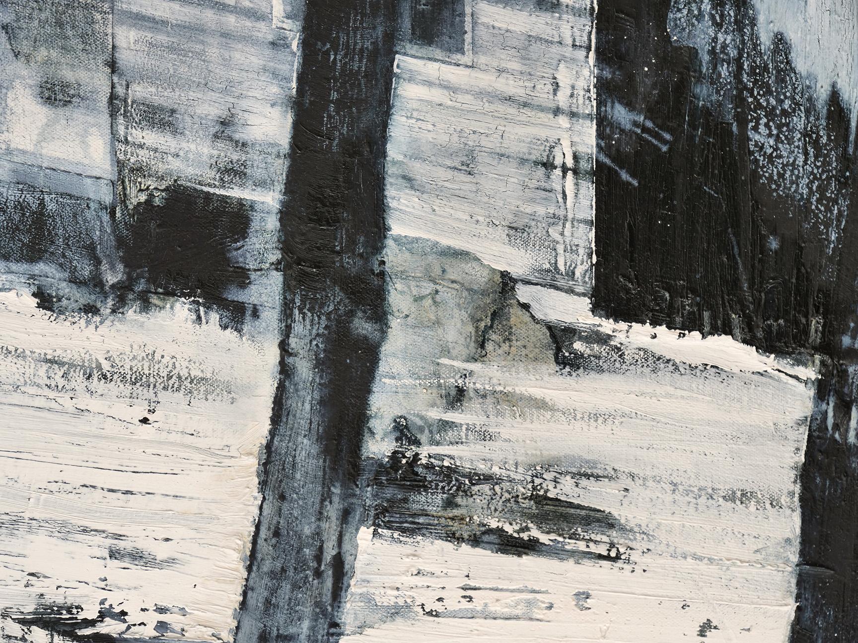 Last morning, grey lanscape painting - Contemporary Painting by Mark Thompson