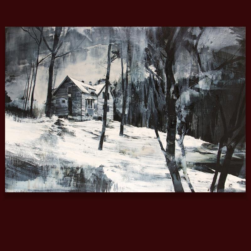 Last morning, grey lanscape painting For Sale 2