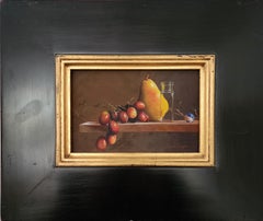 Birnen, Trauben und Kristall  Eitempera, Realismus  7.5"  x 9,5" Gerahmt GRÖSSE