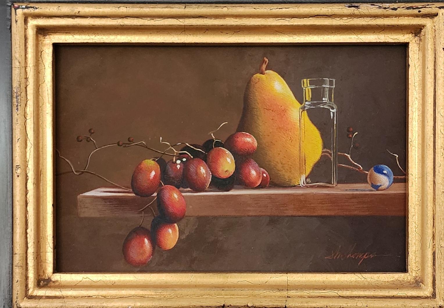 Peras, Uvas y Cristal  Témpera al huevo, Realismo  7.5