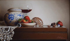 Used Still Life with Wine and Nautilus Egg Tempera  Realism   Light & Shadow 