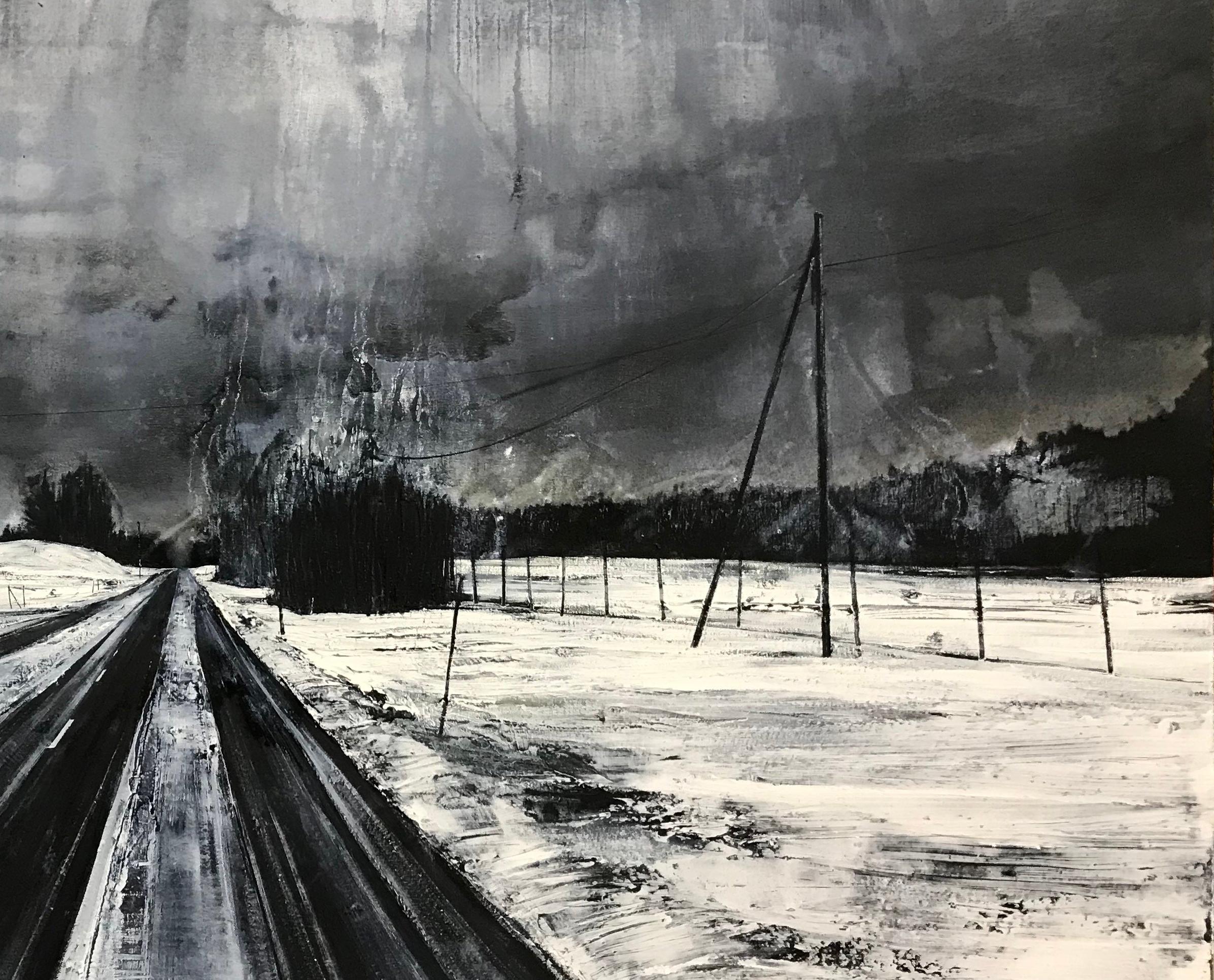 black and white landscape paintings