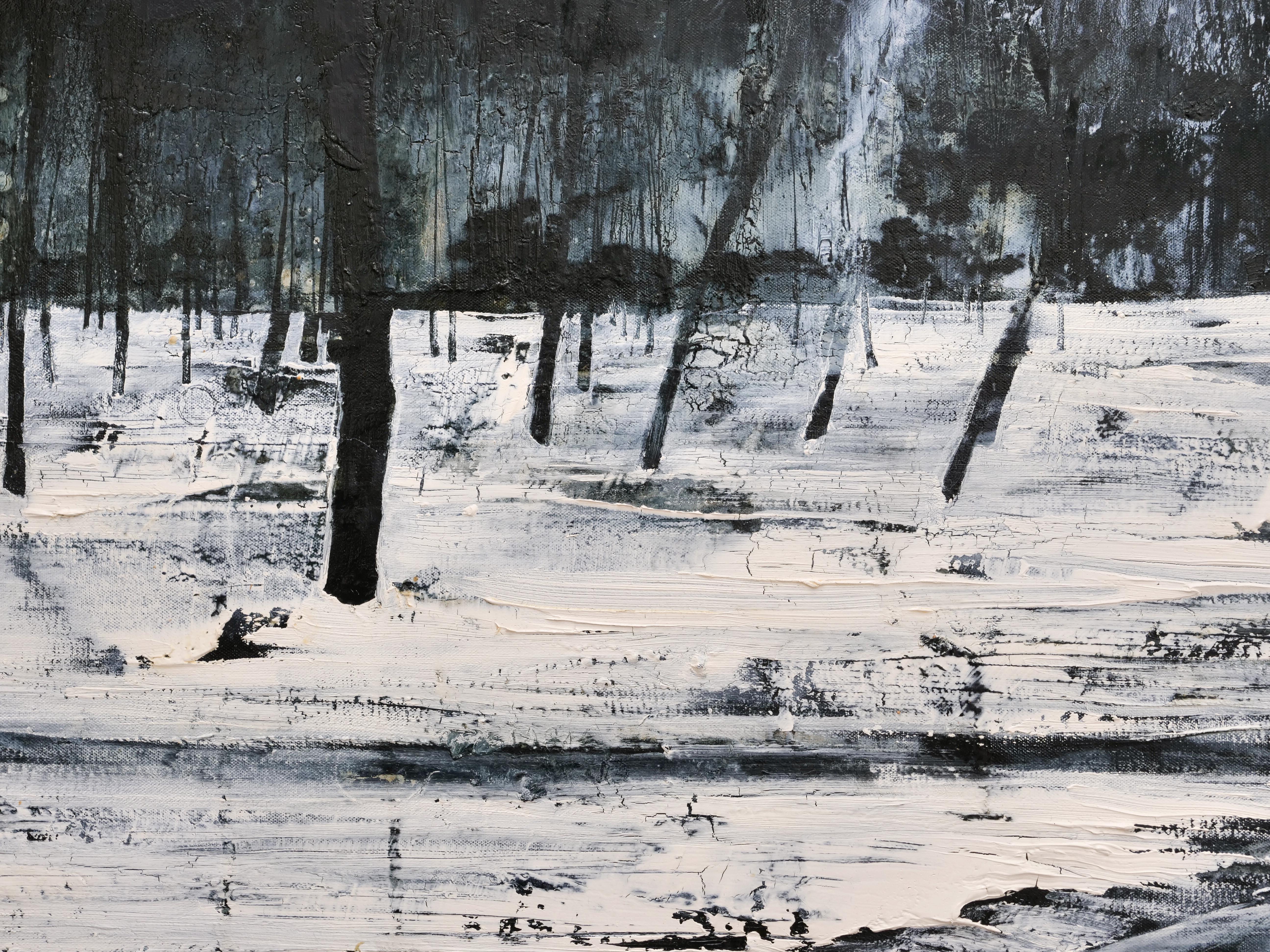 The Injuries of Time, grey lanscape painting - Contemporary Painting by Mark Thompson