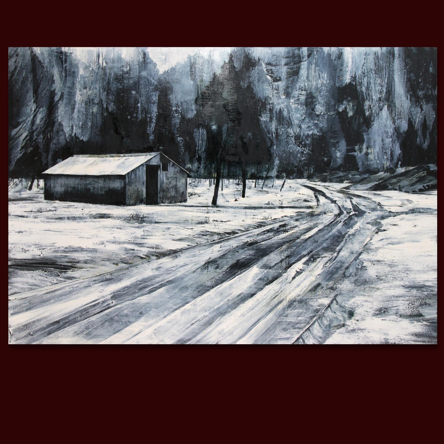 The Injuries of Time, grey lanscape painting For Sale 1