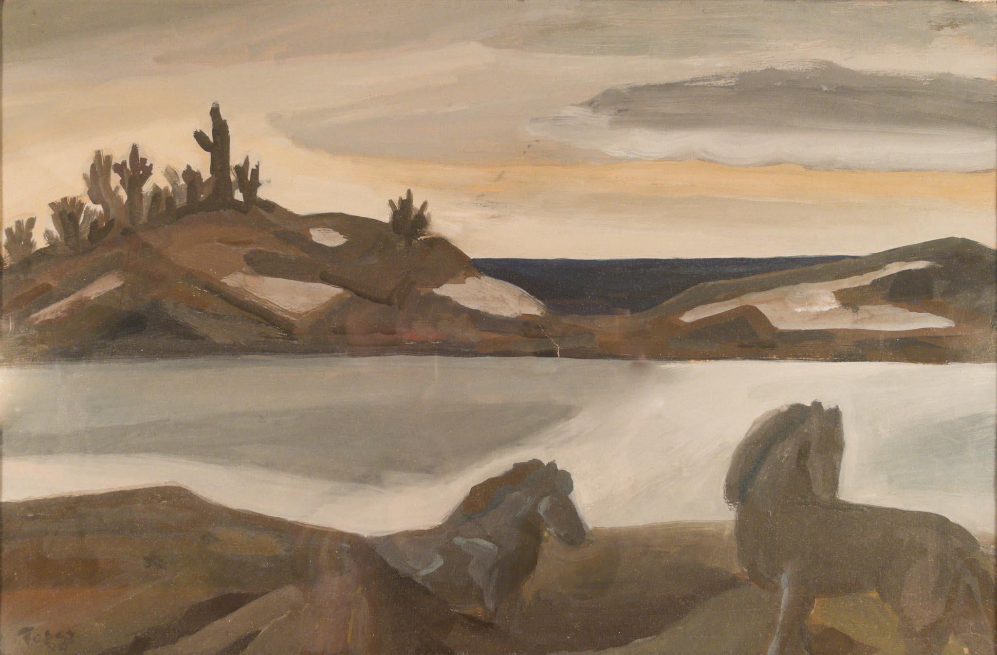 Mark Tobey Landscape Painting – Wildpferde 