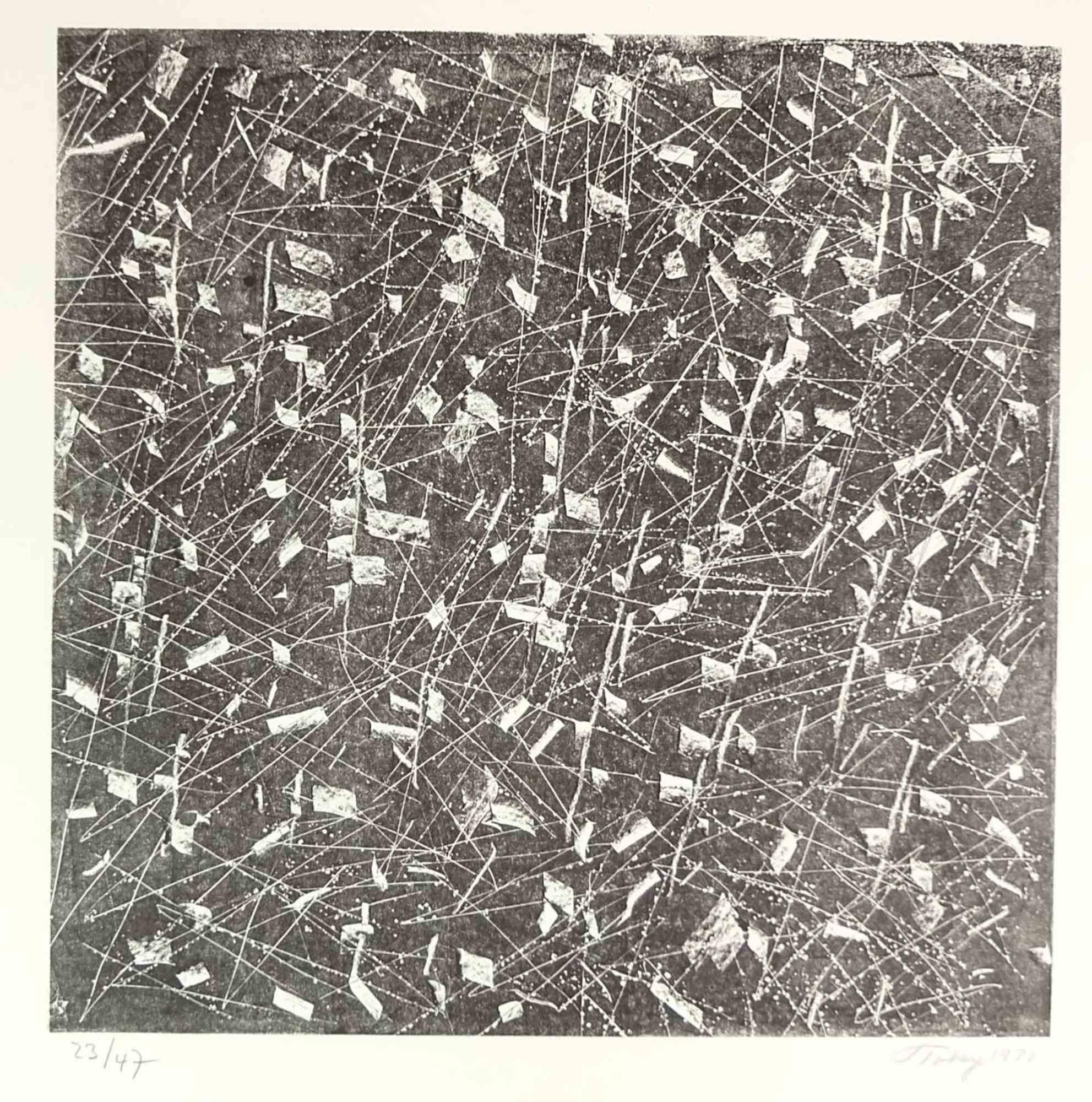 Abstract Composition - Original Etching and Aquatint by Mark Tobey - 1970