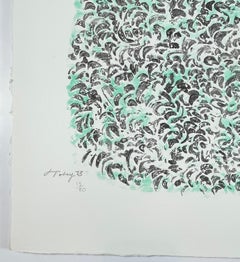 Clarté I Mark Tobey abstract green turquoise and black lithograph