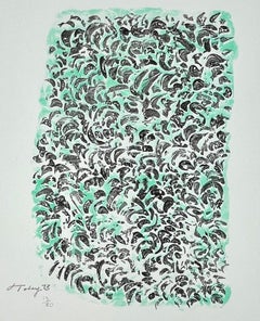 Clarté I Mark Tobey abstract green turquoise and black lithograph 