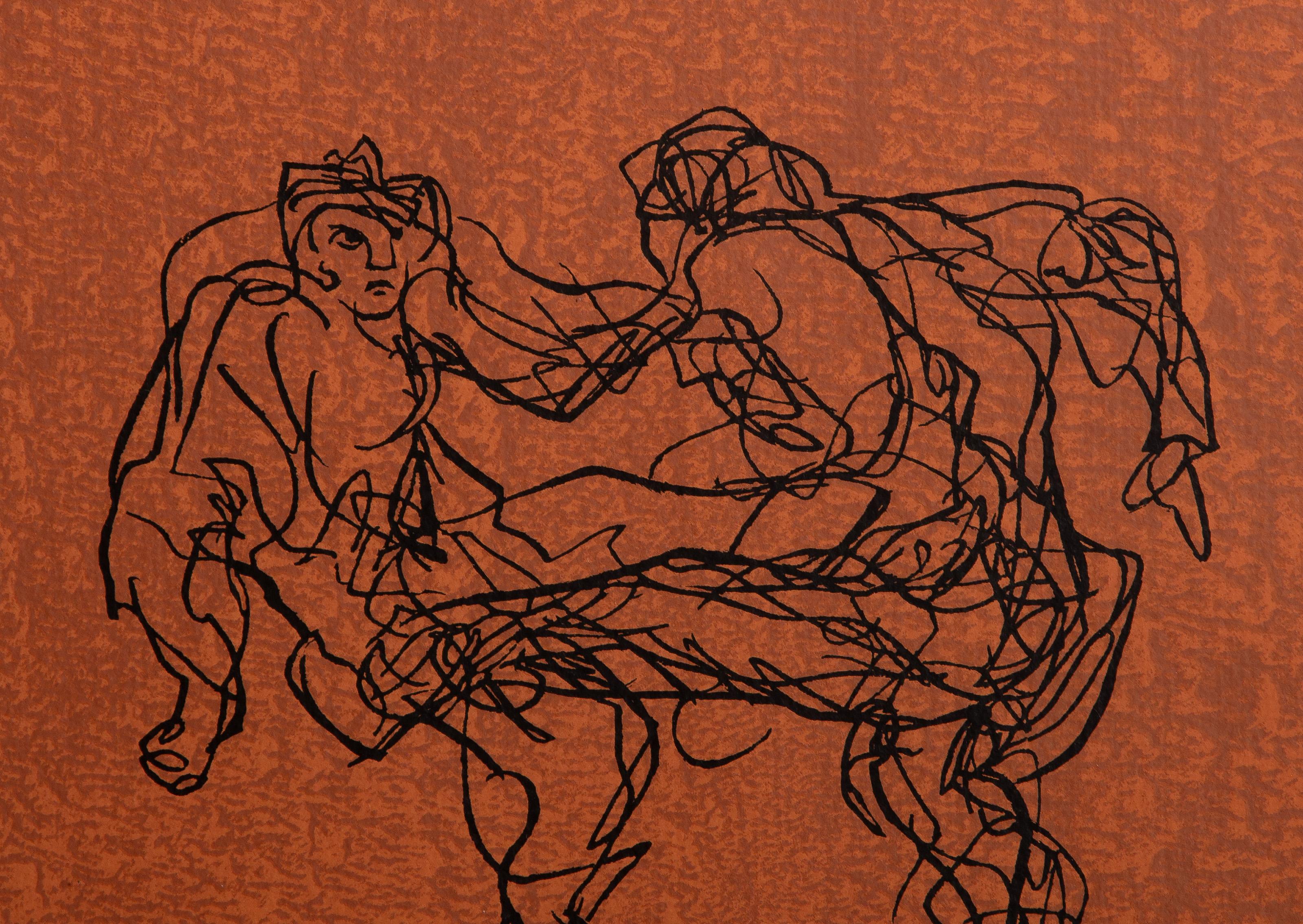 Danza folclórica del Día de la Independencia, serigrafía moderna de Mark Tobey en venta 1