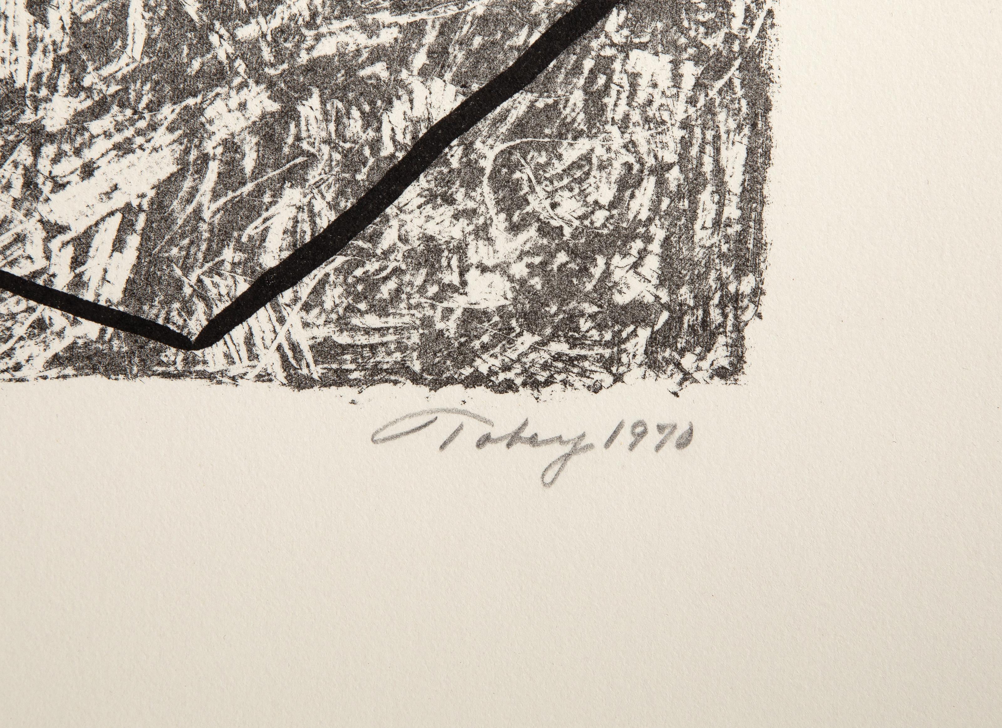 Geometric Composition, Abstract Expressionist Color Lithograph by Mark Tobey For Sale 3