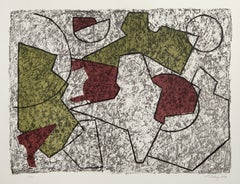 Geometric Composition, Abstract Expressionist Color Lithograph by Mark Tobey