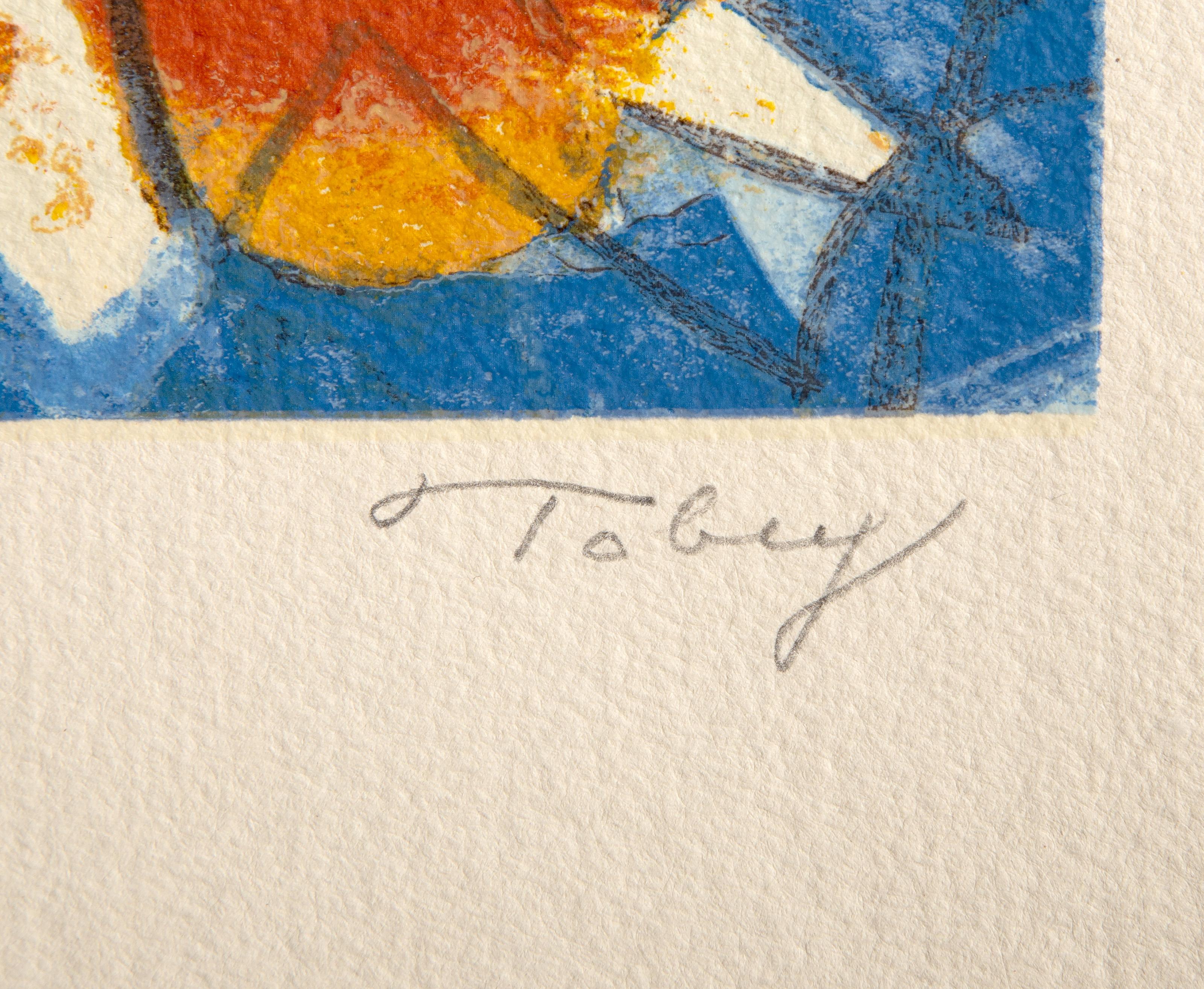 Glowing Fall, Abstract Expressionist Screenprint by Mark Tobey For Sale 2