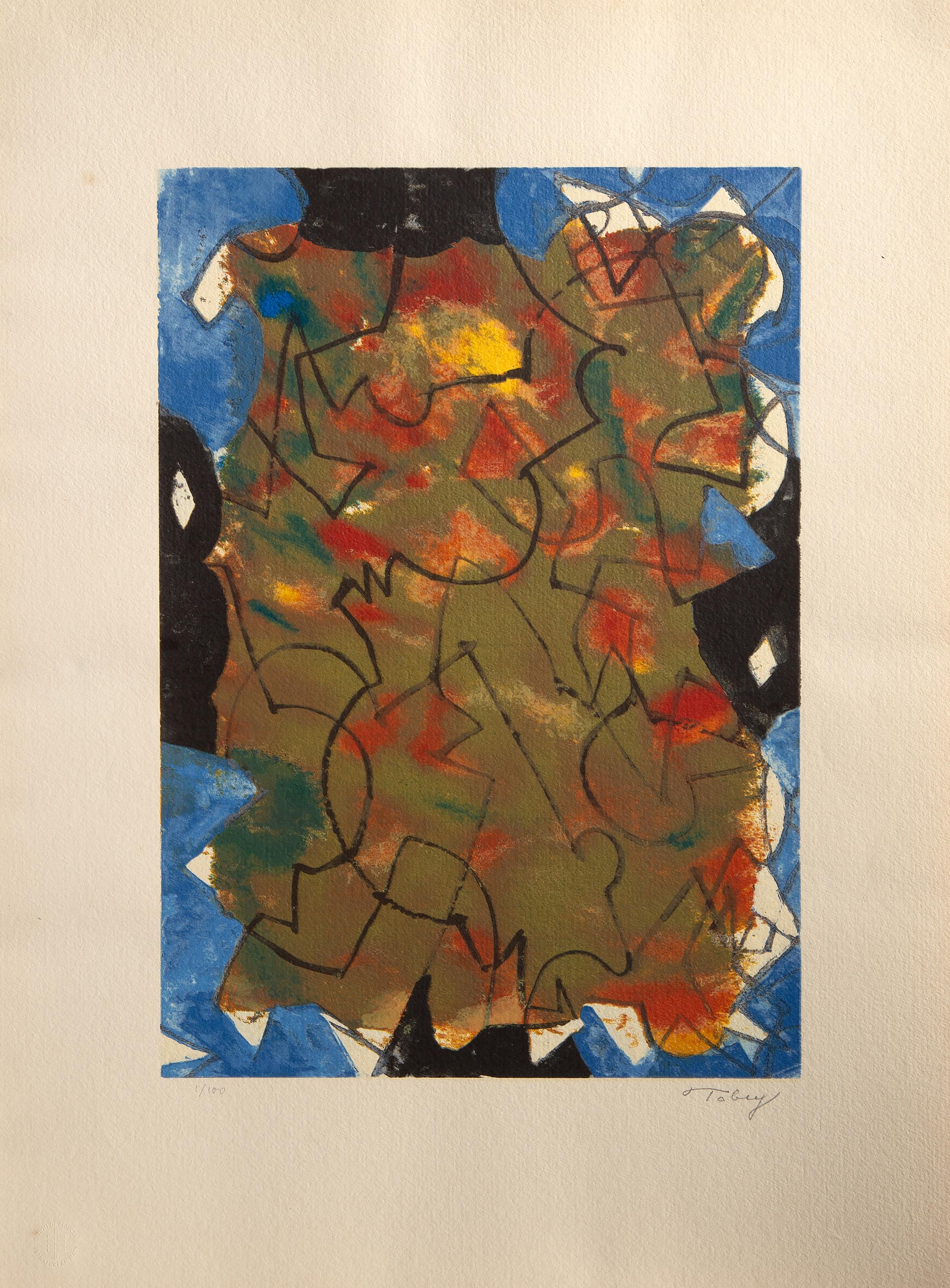 Glowing Fall, Abstract Expressionist Screenprint by Mark Tobey For Sale 3