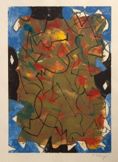 Glowing Fall, Abstract Expressionist Screenprint by Mark Tobey