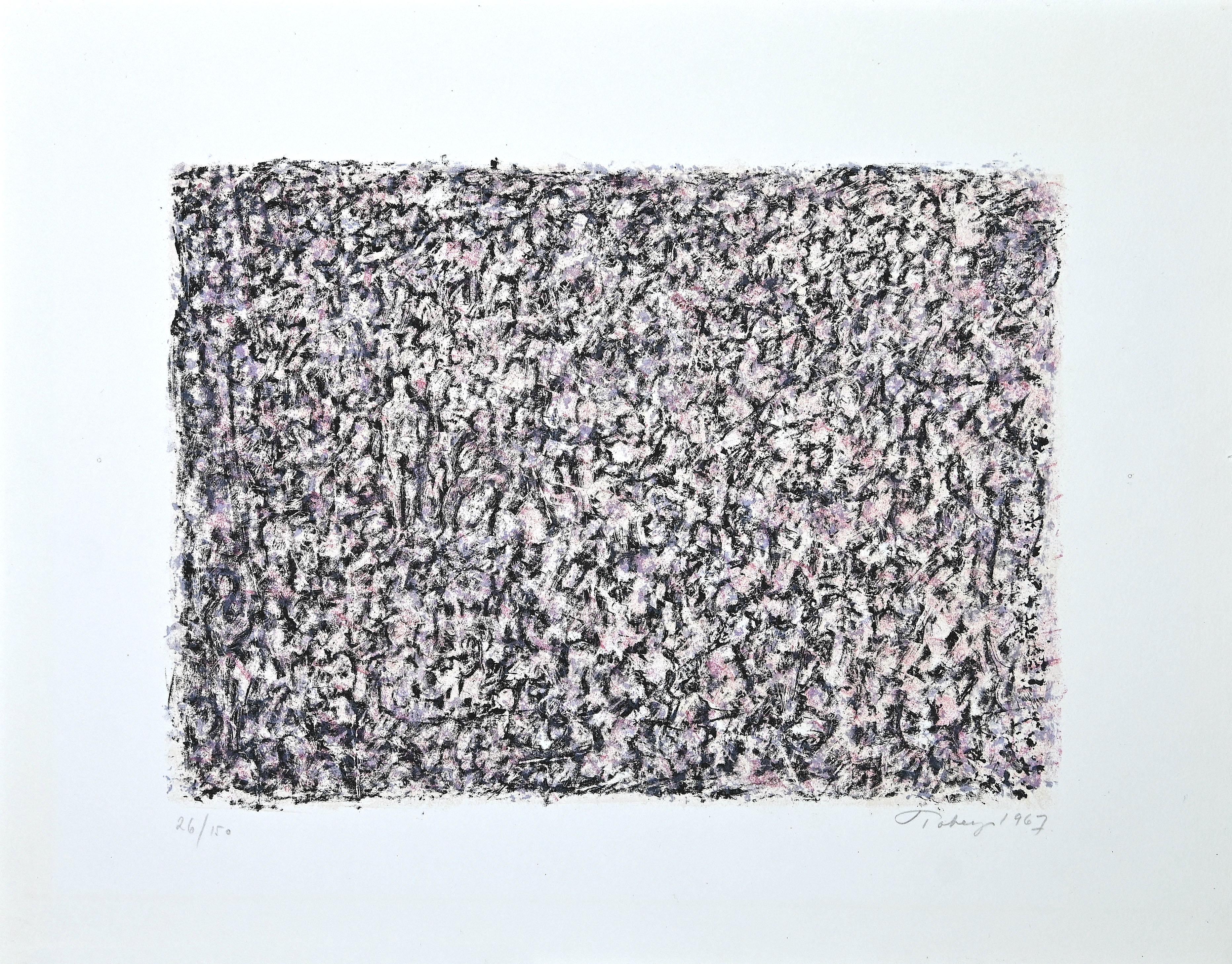 Horizontal Composition is a beautiful lithograph realized in 1967 by the artist, pioneer of Abstract Expressionism, Mark Tobey (1890 – 1976).

This original print is signed and numbered in pencil on the lower right margin: Tobey 1967.

Edition