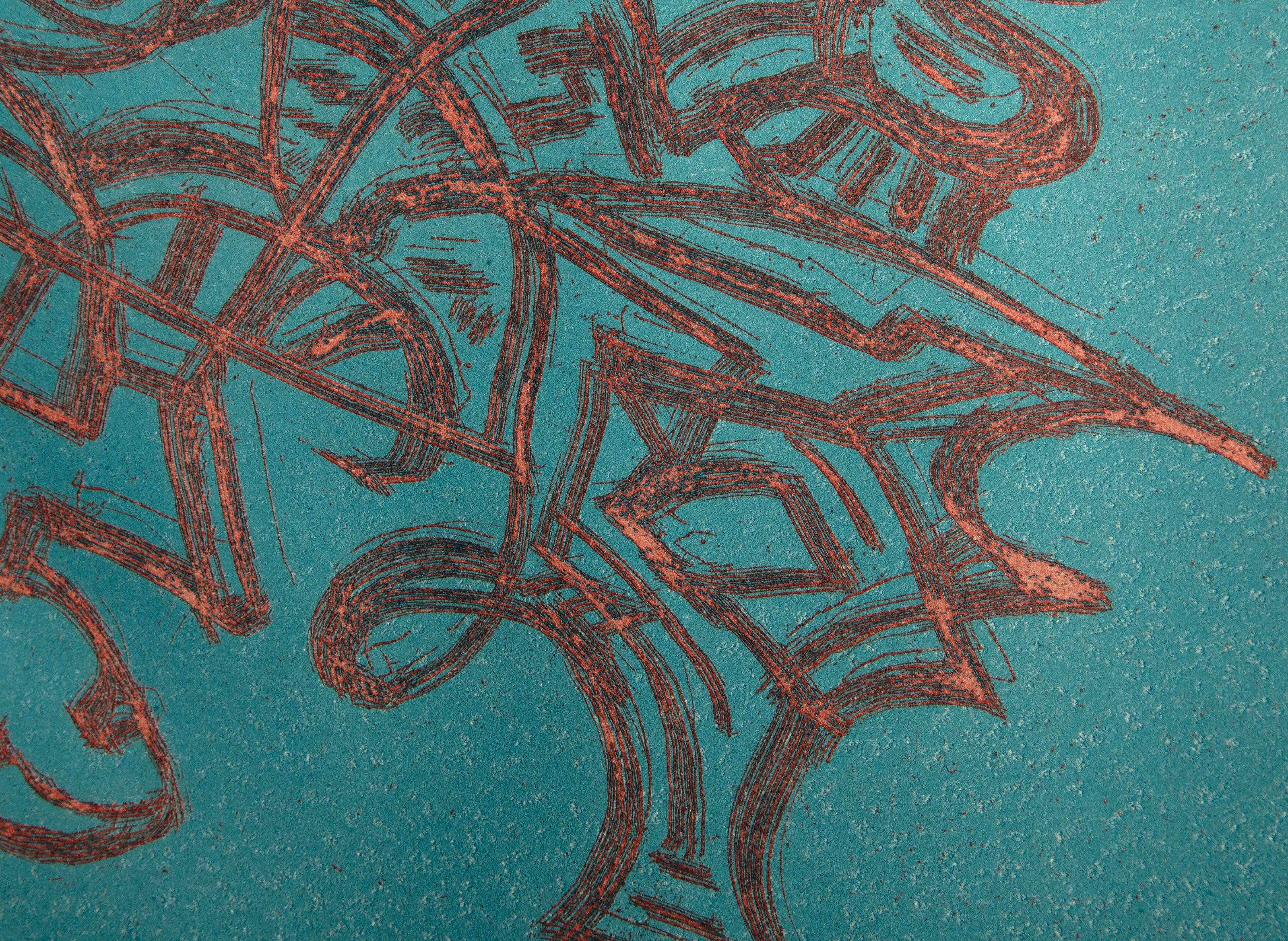 Liberation, Abstract Expressionist Color Etching by Mark Tobey For Sale 2