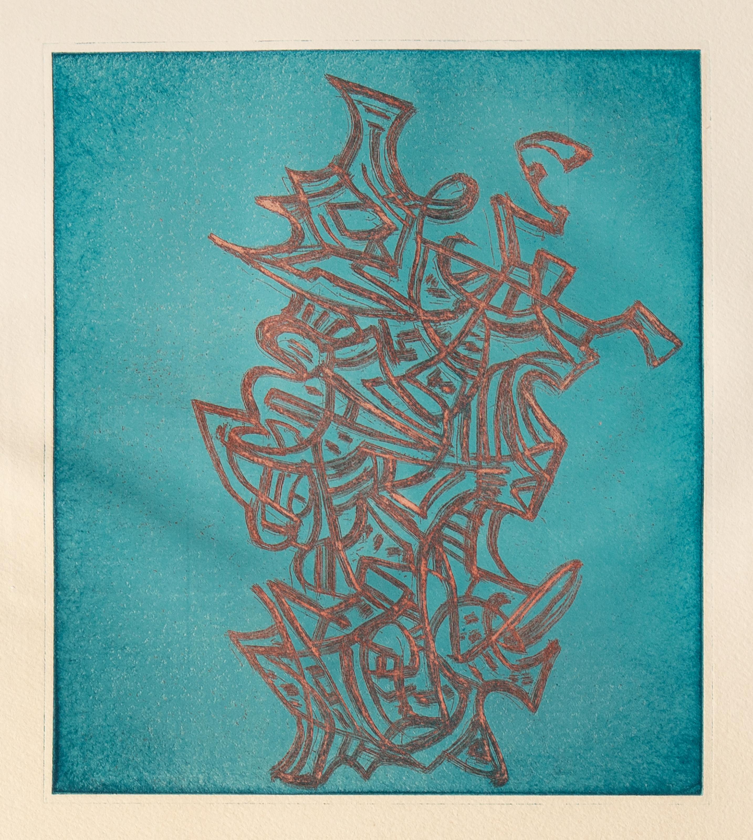  Mark Tobey, American (1890 - 1976) -  Liberation, Year: 1973, Medium: Color Etching on Richard de Bas, Image Size: 10.75 x 9.25 inches, Size: 26.25 x 20 in. (66.68 x 50.8 cm)